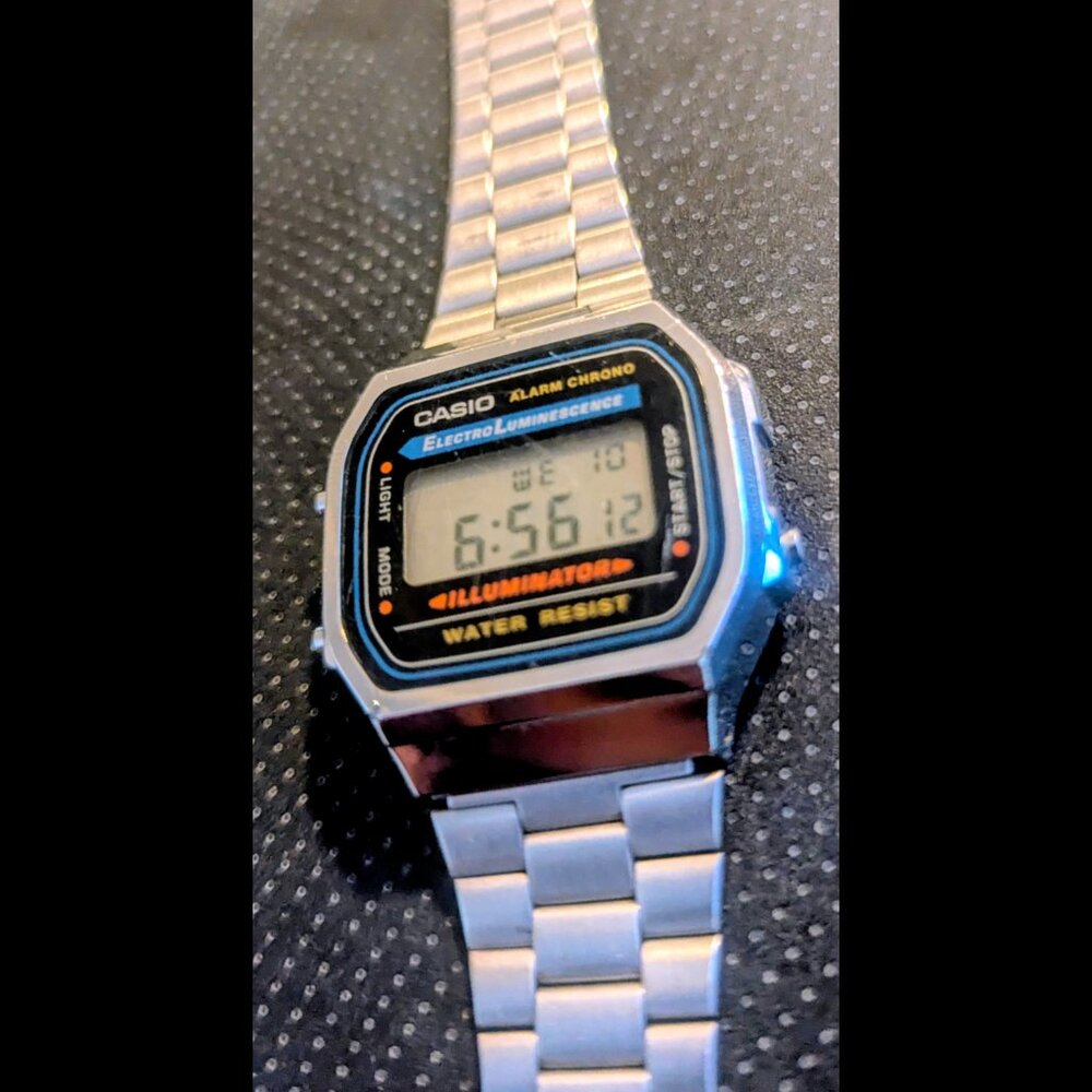Casio A168 (1275) Dual Time Alarm Chrono Vintage Rare Wrist Watch Illuminated